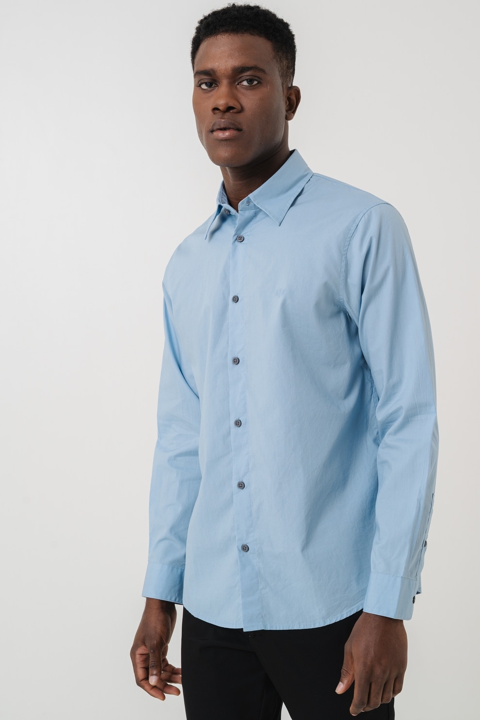 ARMANI EXCHANGE, Camasa din amestec de lyocell, Albastru pastel, M