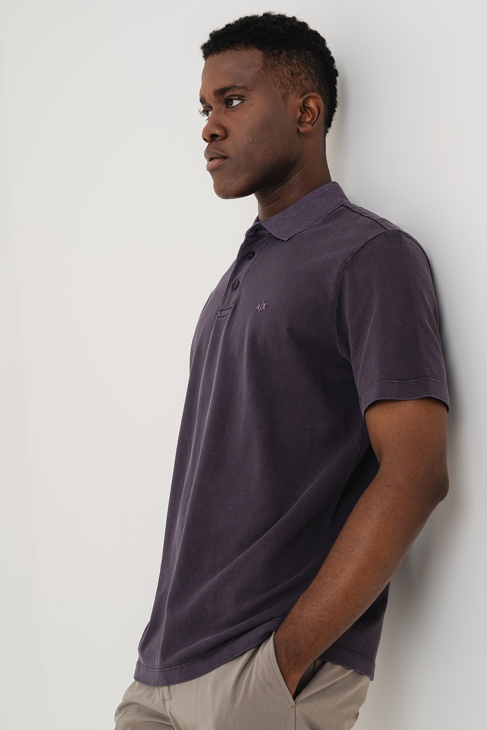 ARMANI EXCHANGE, Tricou polo cu logo discret, Violet deschis, S
