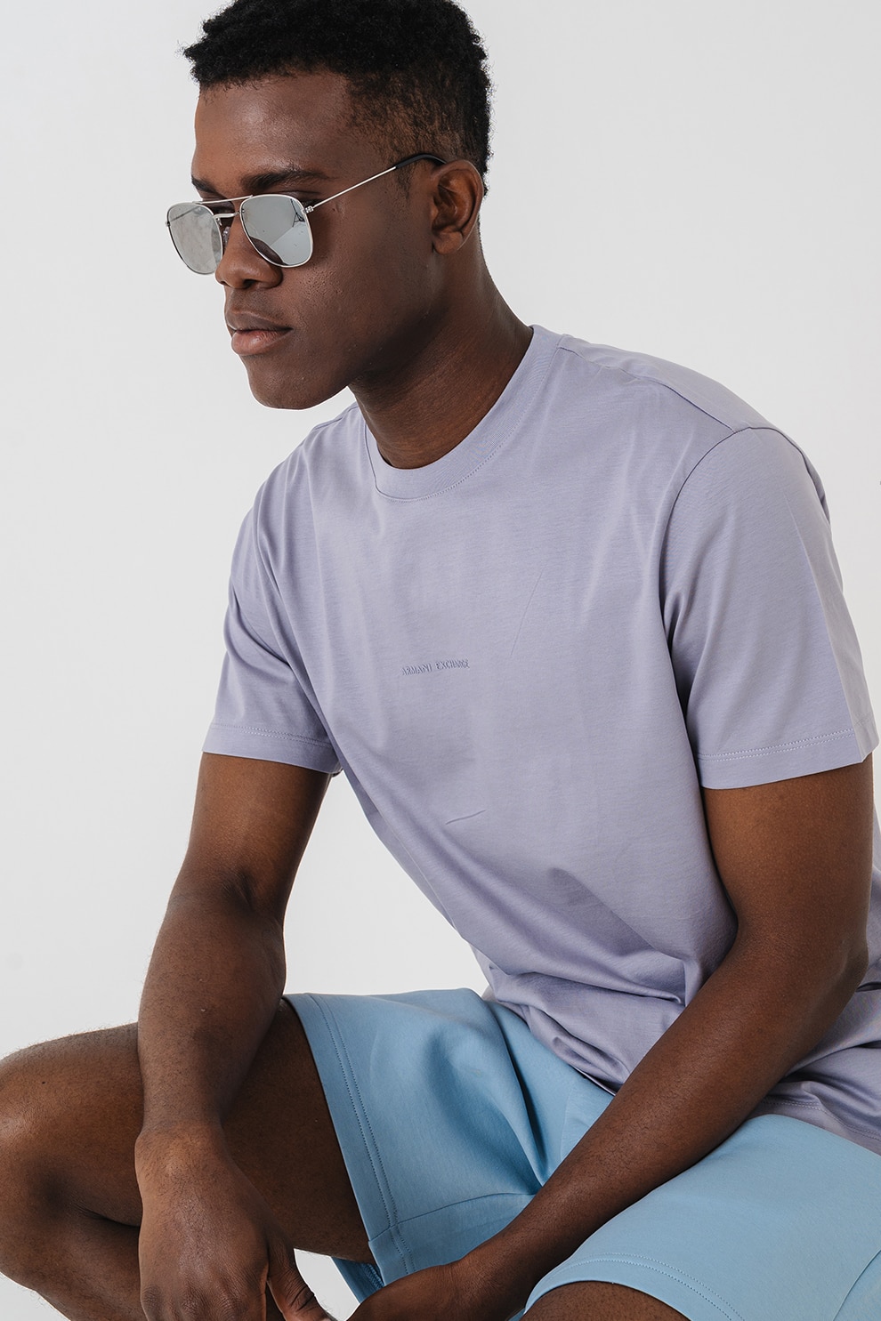 ARMANI EXCHANGE, Tricou regular-fit cu model uni, Lila, M