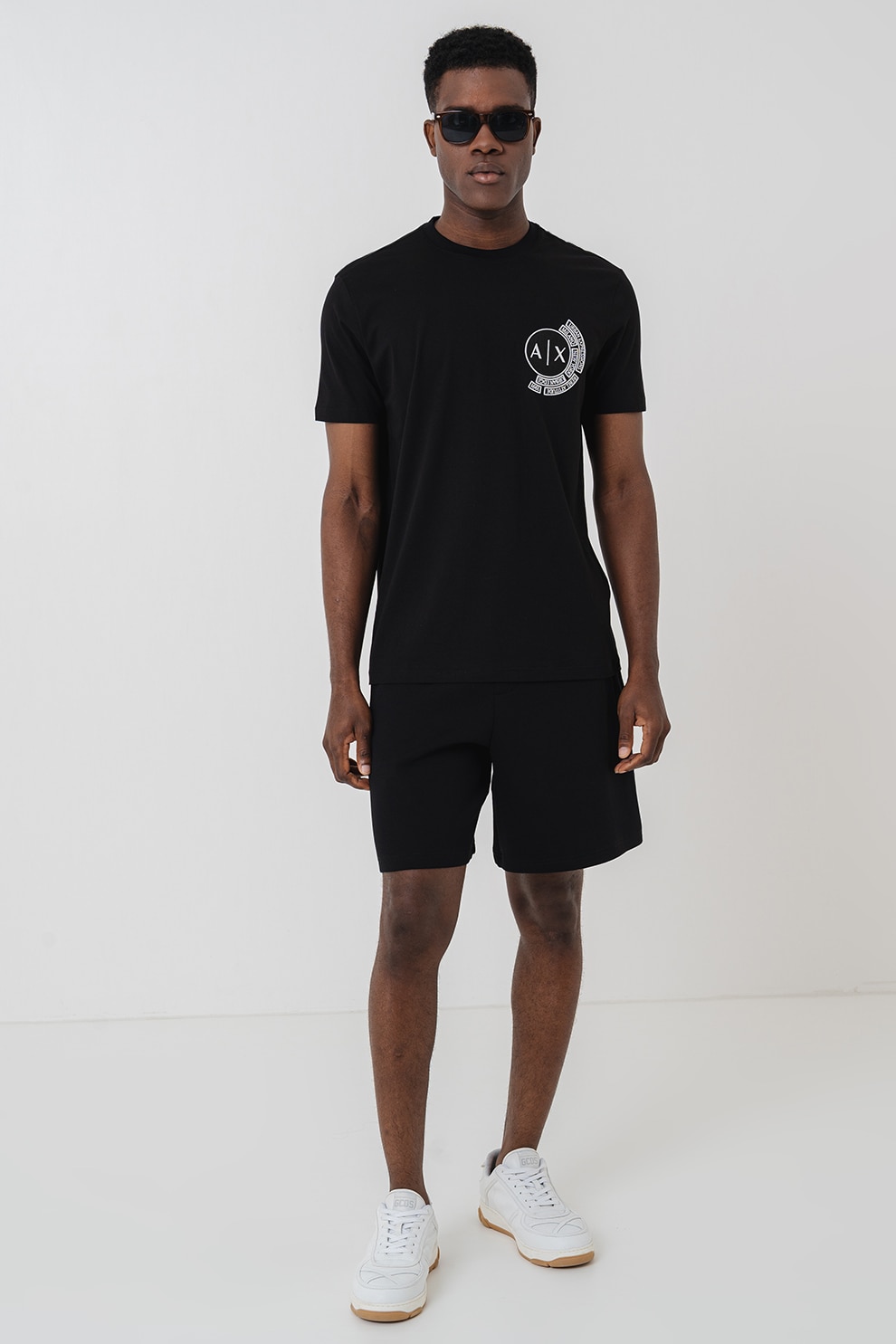 ARMANI EXCHANGE, Tricou regular-fit cu imprimeu logo pe piept, Negru, S