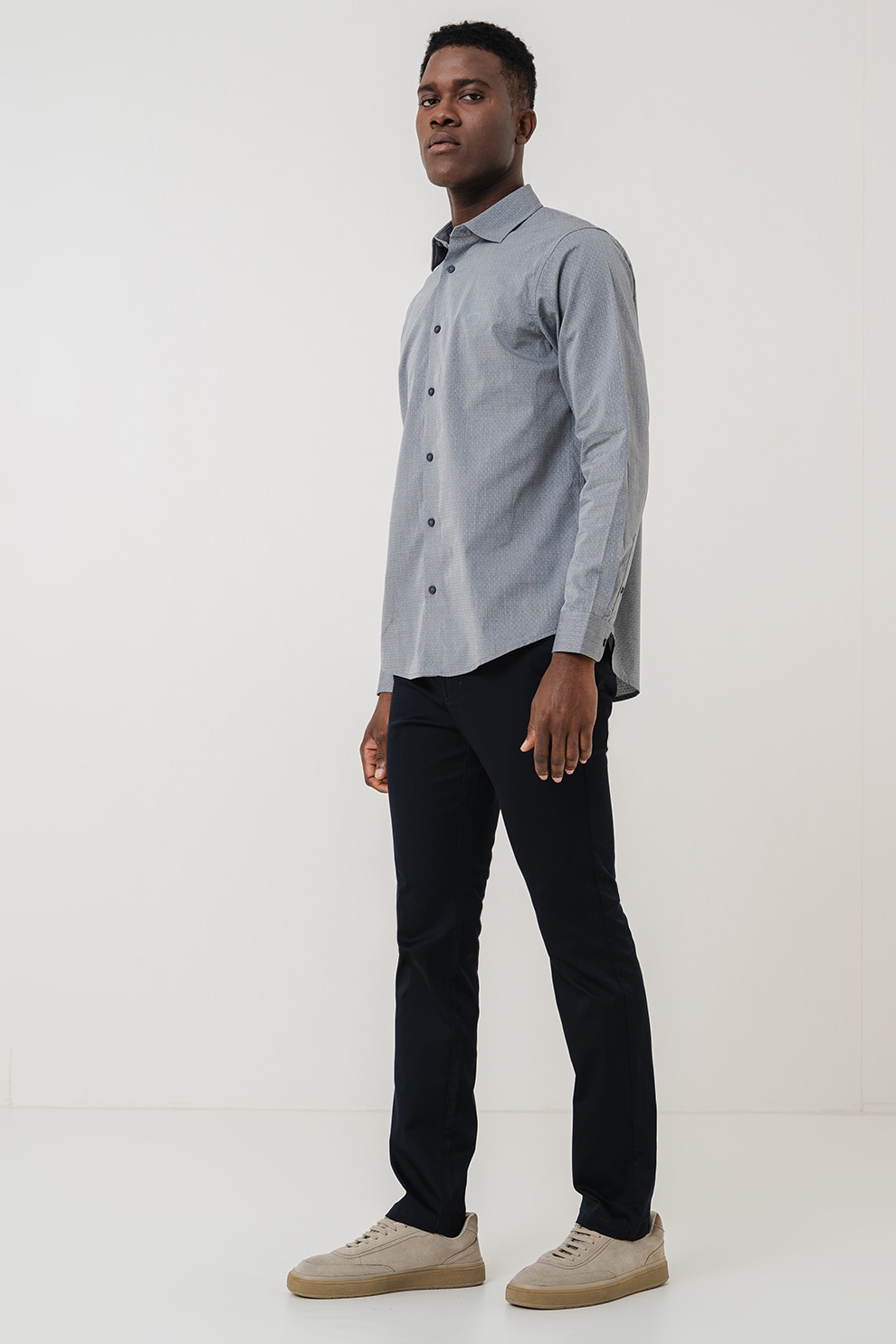 ARMANI EXCHANGE, Camasa regular-fit cu guler clasic, Gri inchis, 2XL