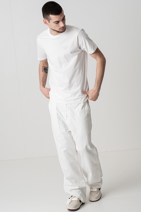 ARMANI EXCHANGE, Тениска с овално деколте, Бял