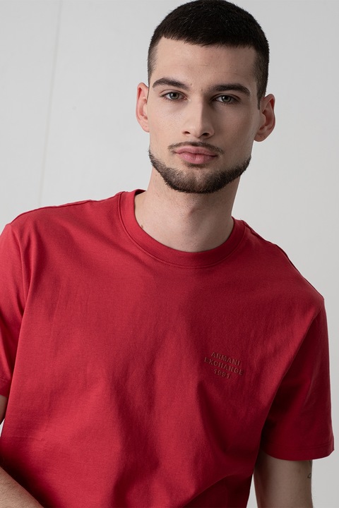 ARMANI EXCHANGE, Тениска с овално деколте, Малина