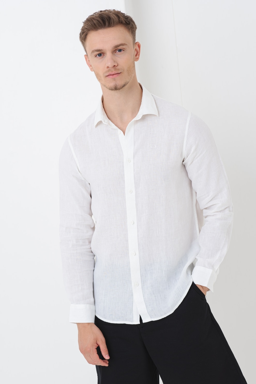 ARMANI EXCHANGE, Camasa regular fit din in, Alb, L