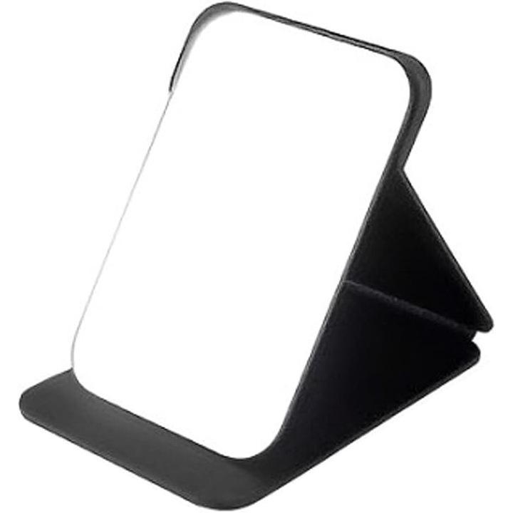 Oglinda pliabila portabila, oglinda de buzunar Oglinda de machiaj de calatorie cu suport reglabil, oglinda pliabila de masa cu piele PU, oglinda de birou pentru birou, masa de toaleta