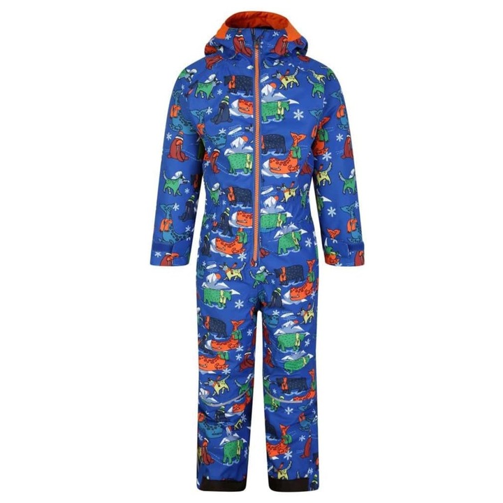 Costum de iarna pentru copii, Dare2b, albastru, poliester, impermeabil, cu gluga