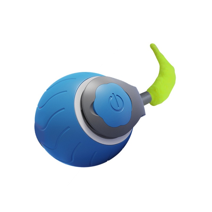 Interaktív macskajáték, kivehető hegyű labda, 2 sebességi mód, strapabíró kivitel, kék