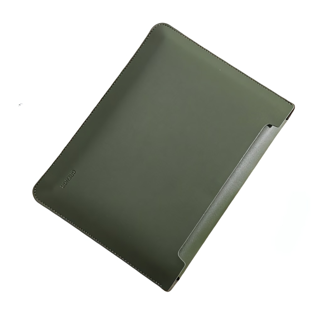 Husa laptop, Pentru MacBook PRO 14 inchi, piele ecologica, impermeabila, verde inchis