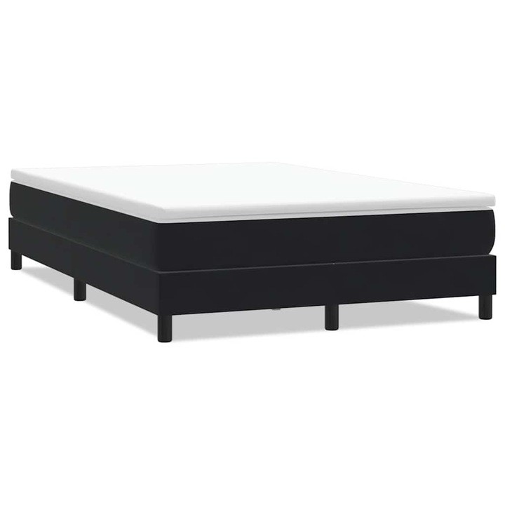 Pat cu arcuri fara saltea vidaXL, Negru, 160x210 cm, catifea, 25 Kg 3315833