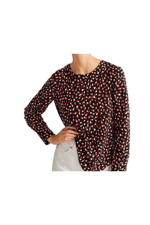 Női ing, Mango, geometrikus mintás, fekete, poliészter, szabad fazon, XS INTL