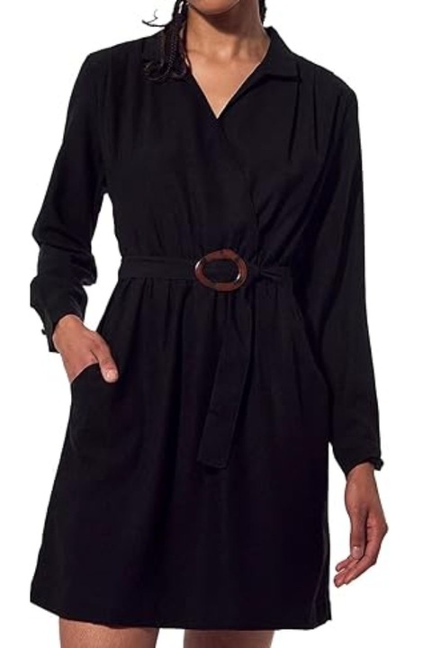 Kaporal ruha, fekete, fodros és öves, poliészterből, női, S INTL