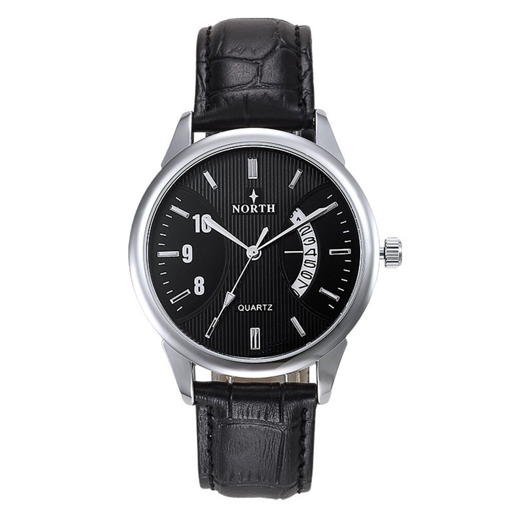 Ceas barbatesc elegant NORTH, afisare data, mecansim japonez, negru