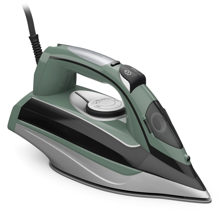 Fier de calcat cu iPump, Tesla IR600BGP, 3000 W, sensor maner, abur vertical, rezervor 400 ml, 65g/min, autocuratare, oprire automata, cablu 2.5 m, verde