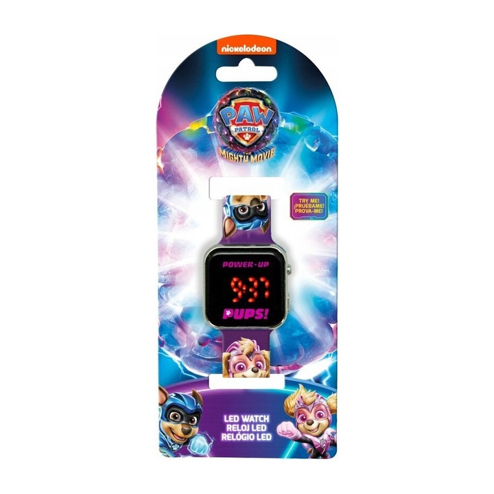 Ceas digital LED copii Skye Psi Patrol, 21,5x0,5x3,5cm, multicolor, 3+ ani