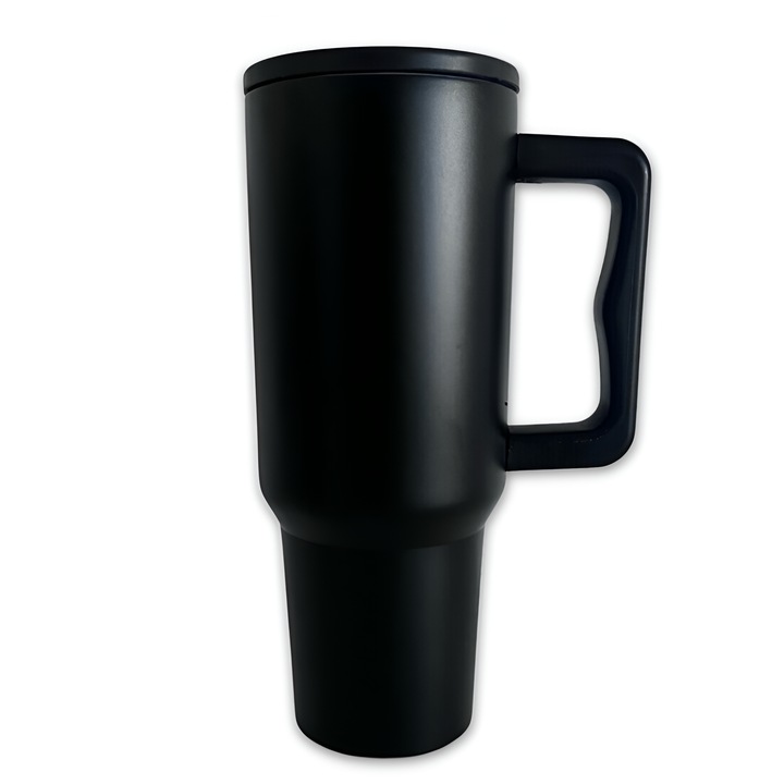 Термо чаша от ONSG, 40oz, неръждаема стомана, плътен капак със сламка, двойна изолация за студени и топли напитки, ергономичен дизайн, неплъзгаща се основа, идеална за пътуване, кола, офис или туризъм, черна