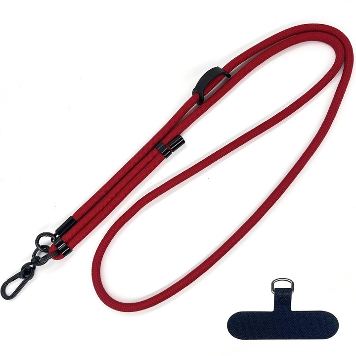 Snur Universal pentru telefon, curea antifurt pentru majoritatea smartphone-urilor, suport reglabil pentru umar, RCS1 - Rosu inchis