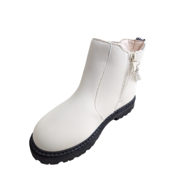 Ghete de iarna pentru fete, tip Chelsea, crem deschis, 35 EU