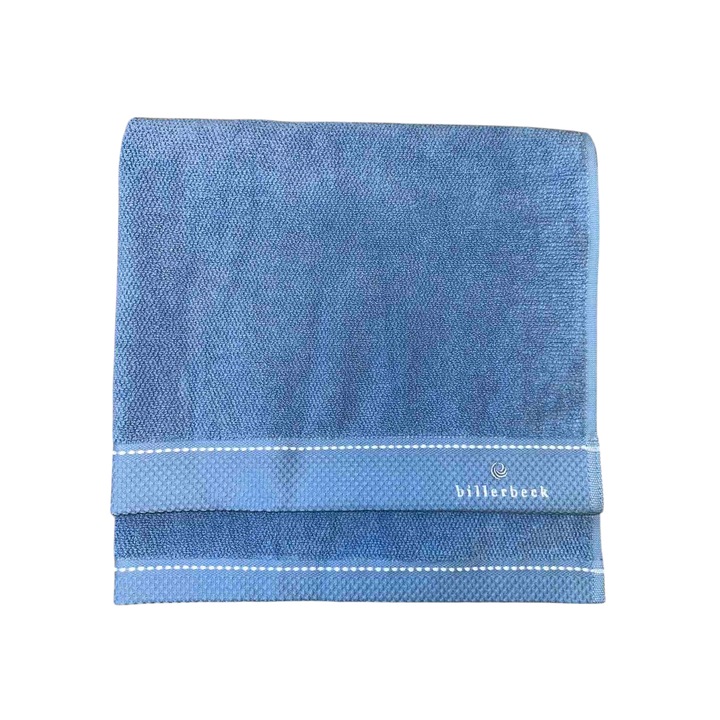 Хавлиена кърпа Billerbeck, 70 х 140 см, материал 100% памук, плътност 525 г/м²​​​​​​​​, кукички, бързо абсорбира вода, елегантна, бродирано лого, синьо