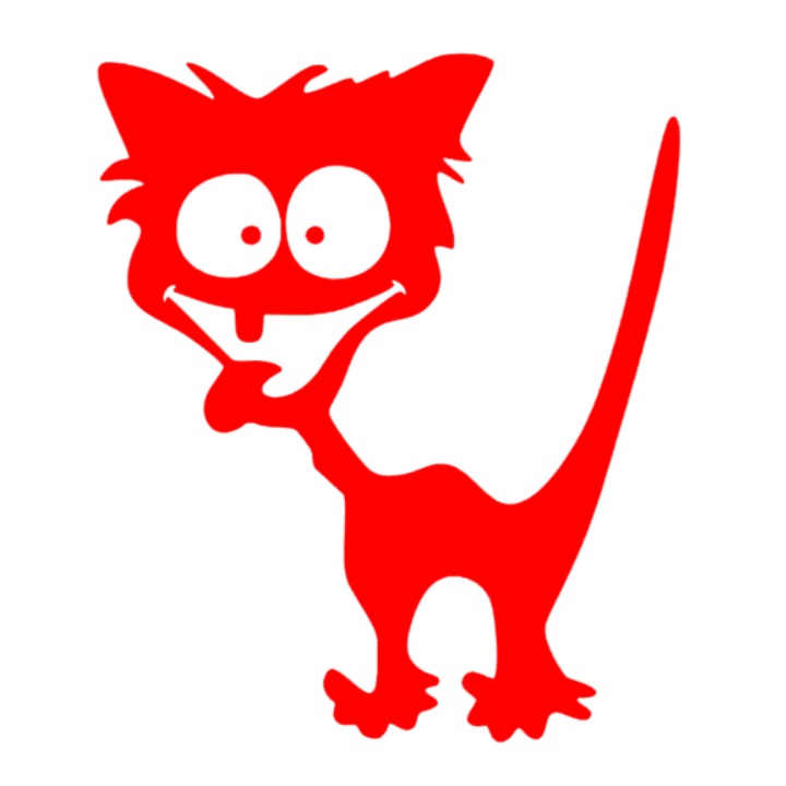 Sticker pisica trasnita, rosu, 30cm