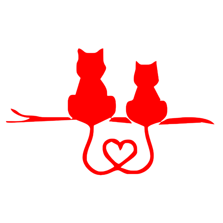 Sticker pisici iubarete, rosu, 25cm
