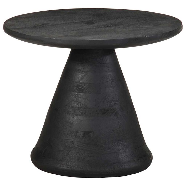 Masa laterala vidaXL, neagra, Ø50x40 cm, lemn masiv de mango, 8.95 Kg
