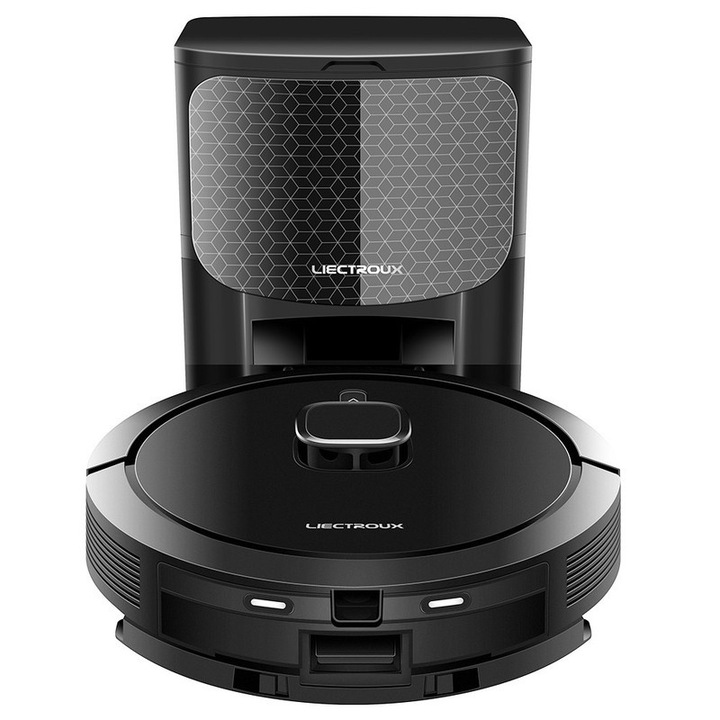 Aspirator robot, Liectroux G7, ABS, 28W, 300ml rezervor apa, 6500Pa putere de aspiratie, navigare laser, Baterie de 5200 mAh, functionare 180 de minute, Control prin aplicatie, living, birou pentru podea, lemn, negru
