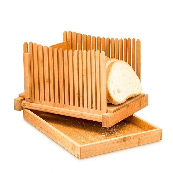 Feliator pliabil de paine, din bambus, 3 grosimi, compact, 32x21,2x17cm