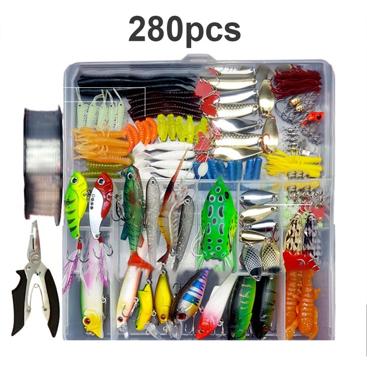 Enforose hordozható, többszínű, 280 db-os horgászcsali készlet