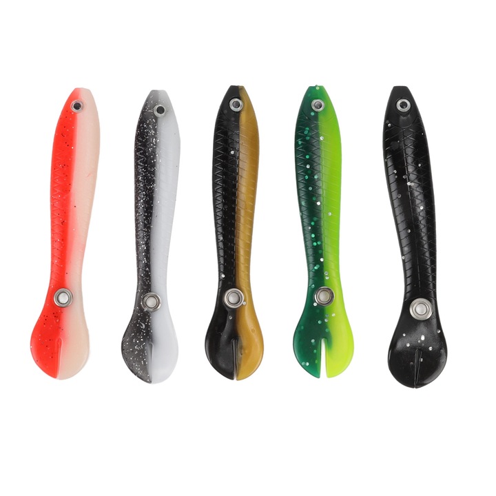 5 db Loach horgászcsali készlet, 10 cm magas, szimulált, 3D szemű, puha, rugalmas, élénk, horgászcsali