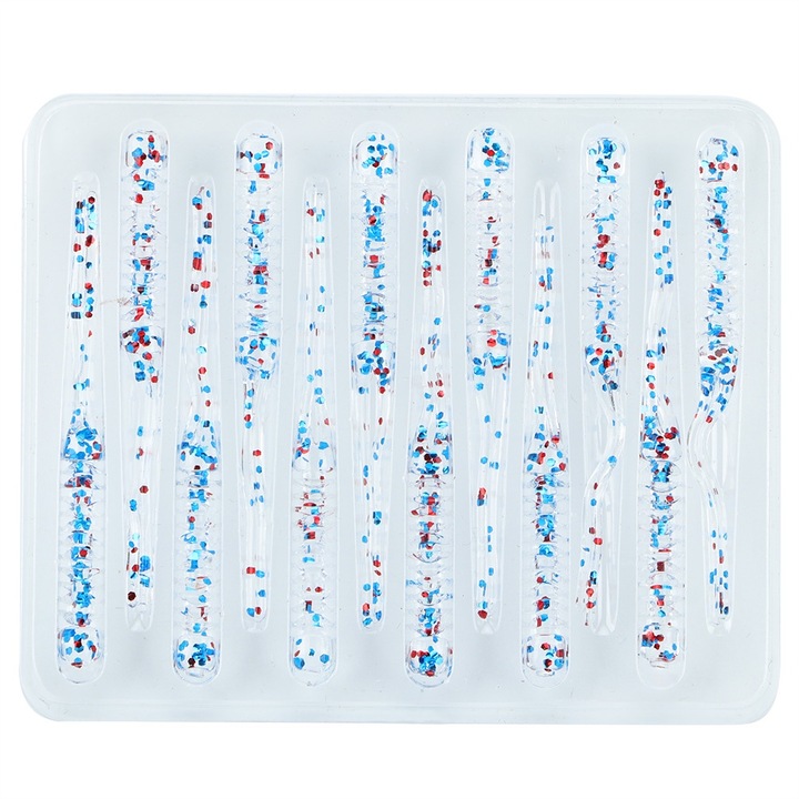 12 db műcsali készlet, Enforose, 55 mm, ultravékony damil, kék/piros