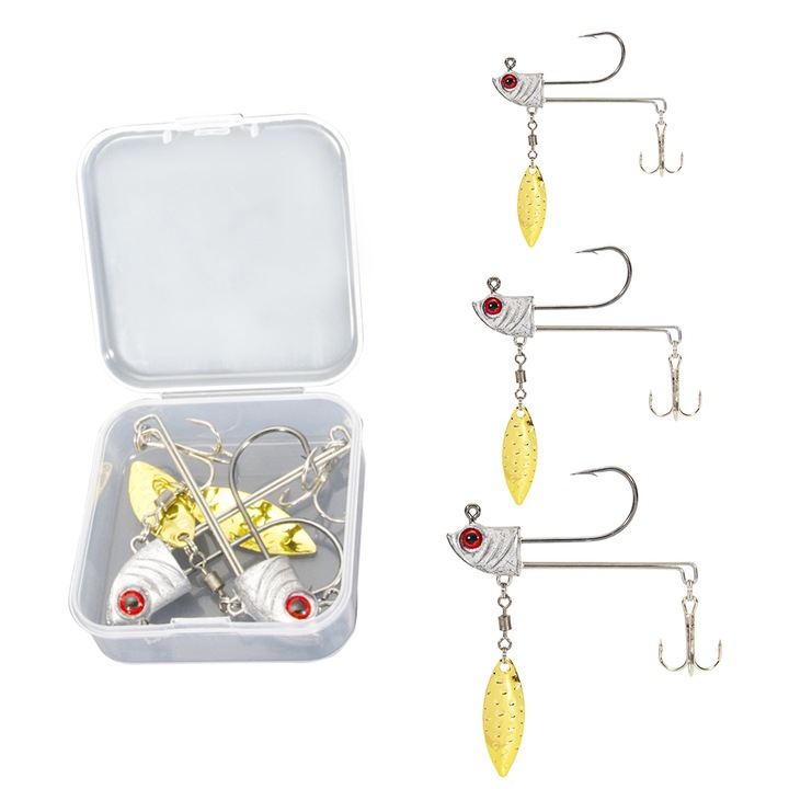 7g+10g+17g Джигове с оловна глава с остриета, Джиг глави за плуване с остриета, Джигове за риболов, Тежести за куки
