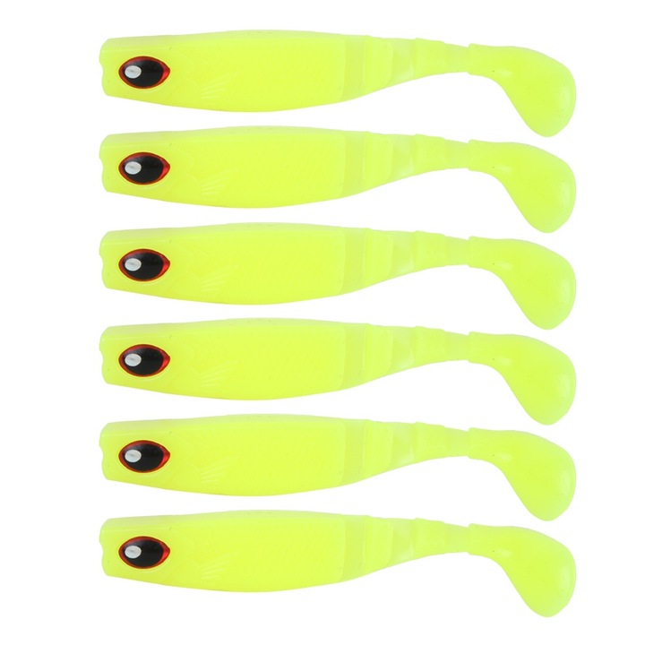 6 db puha műcsali készlet, Enforose, PVC, 4 hüvelyk, 0,2 uncia, sárga