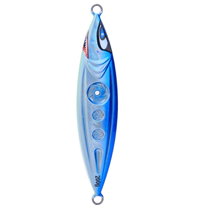 200 g-os 3D mesterséges jigging csali, éjszakai fénnyel, sós vízi horgászathoz