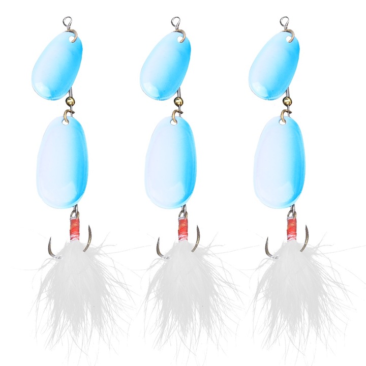 3 db tollas horgászcsali, spinner kanál, műcsali hármashoroggal