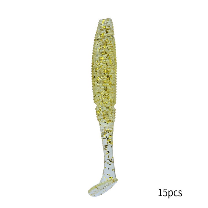 15 darab/tétel 50mm 1g puha csali apró hal T-farokkal Műcsalik horgászathoz (arany)