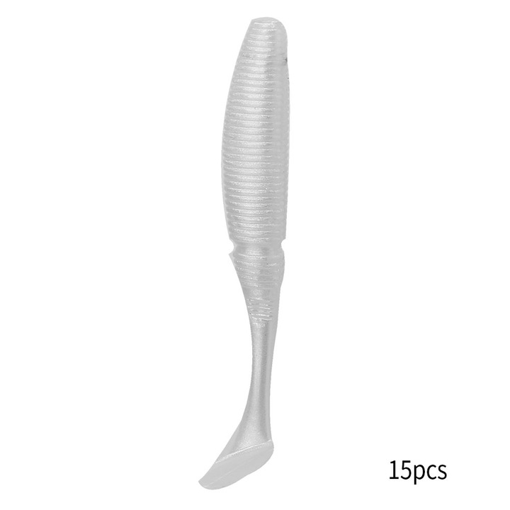 15 db/tétel 50mm 1g puha csali apró hal T-farokkal Műcsalik horgászathoz (fehér)