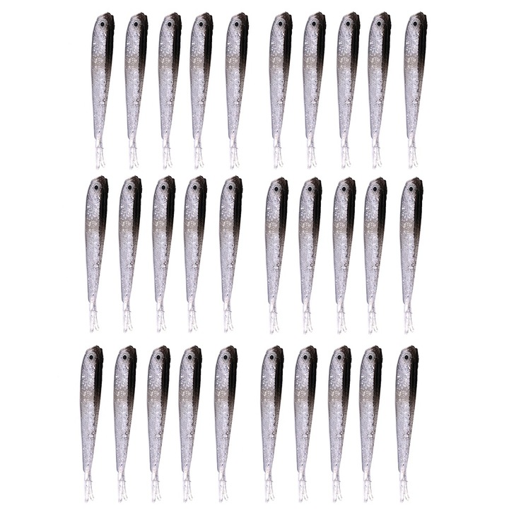 30 db PVC horgászcsali készlet, Enforose, valósághű úszó akció, 7.5cm, többszínű