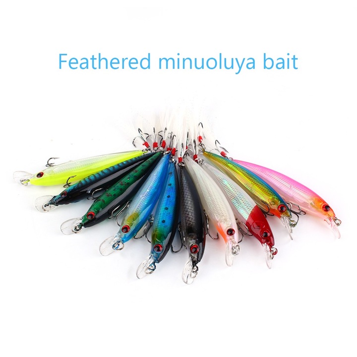 10 db Minnow horgászcsali készlet, Enforose, 9cm, 3D szemek, többszínű