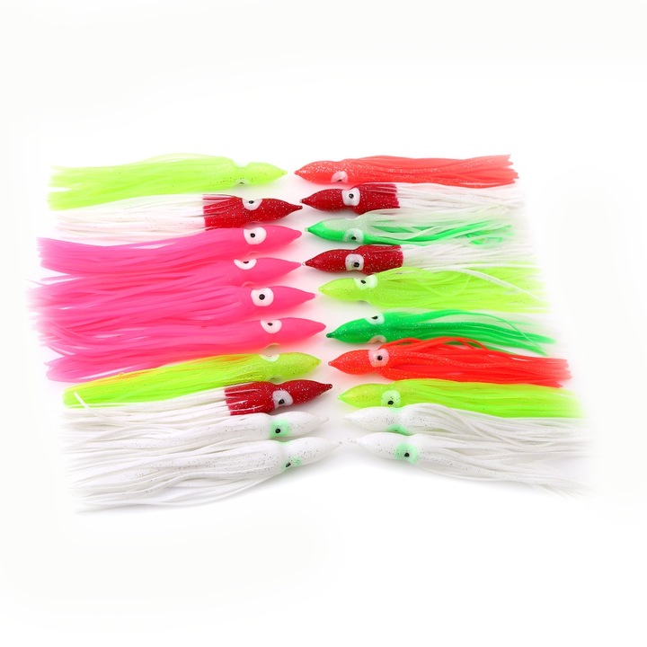 20 db PVC tintahal utánzatú horgászcsali készlet, 4-18cm, többszínű