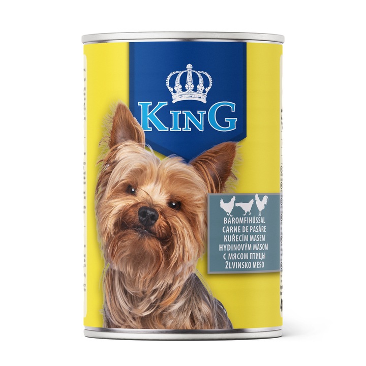 Hrana umeda - King Dog - conserva cu carne de pasare - 415 gr