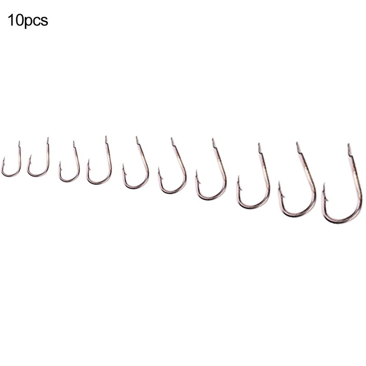 100 db-os Enforose horgászhorog készlet szénacélból, éles szakállal, lapos fekete, változatos méretekben