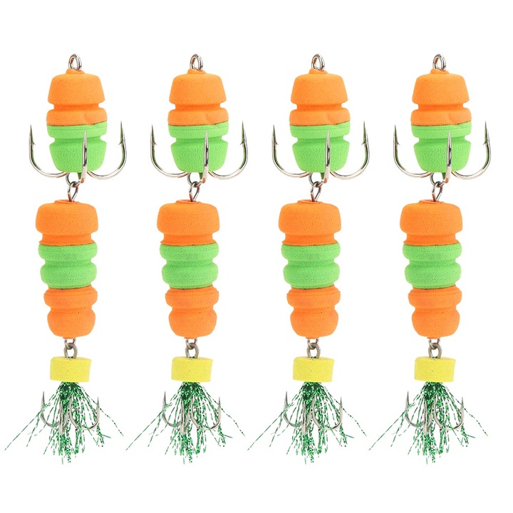 Műcsali készlet, Enforose 4 darab, 75 mm, magas széntartalmú acél, sárga zöld