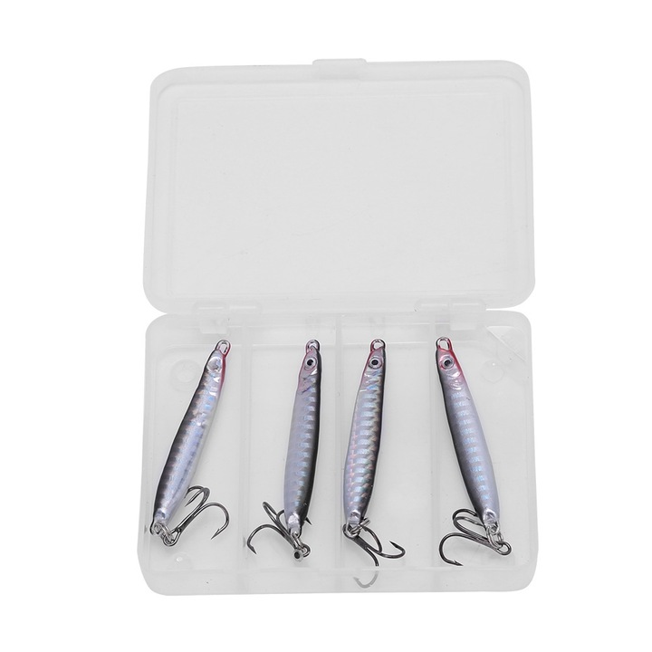 4 db mélytengeri sós vízi horgászcsali készlet, 3D, szürke, 15 g, Enforose