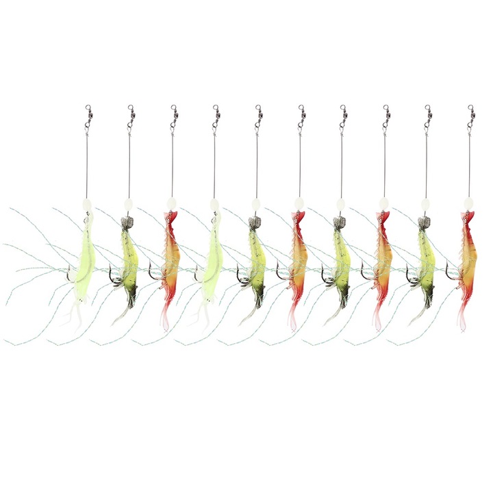 10 db mesterséges csali készlet, Enforose, garnéla forma, édesvízi/tengeri horgászathoz