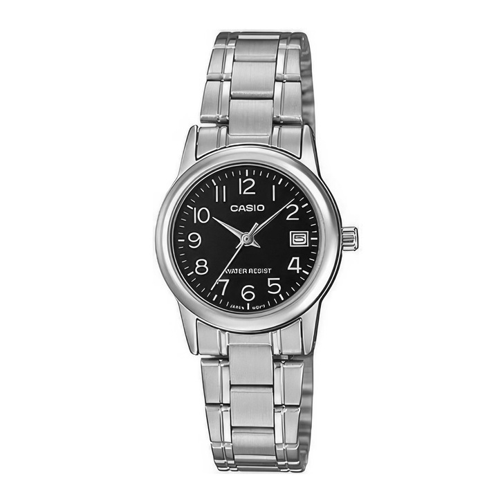 Ceas Dama Casio LTP-V002D-1BUDF, mecanism quartz, carcasa inox, culoare argintie, dimensiuni 25x9,5mm, set cu cutie