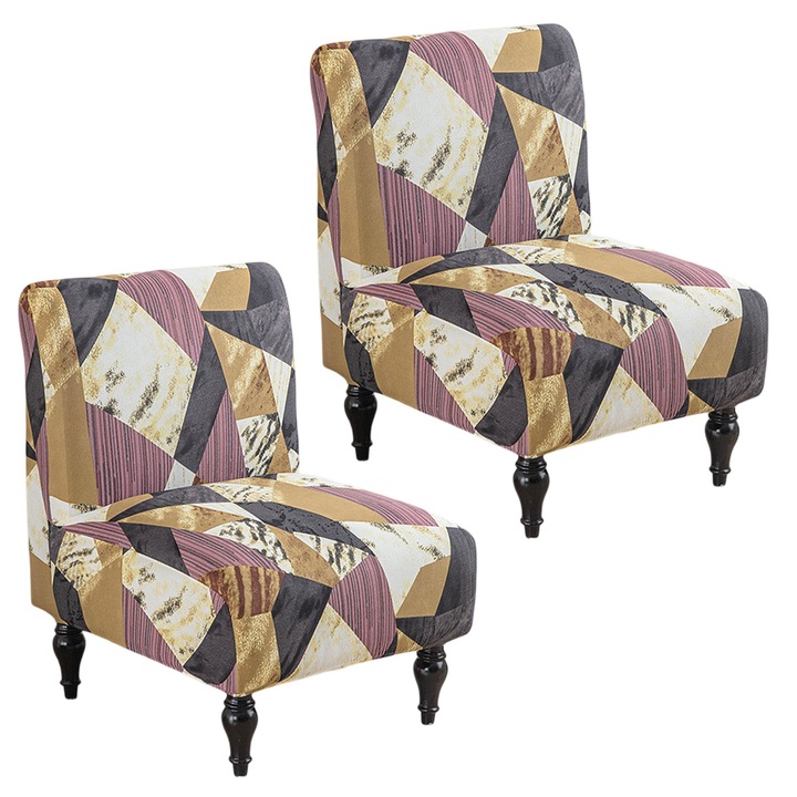 Калъфи за столове Enforose комплект от 2 броя за столове без подлакътници, естествени влакна, интериор, принт