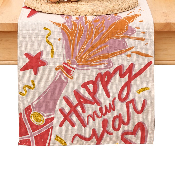 Dekoratív asztalterítő, Enforose, szilveszteri témájú