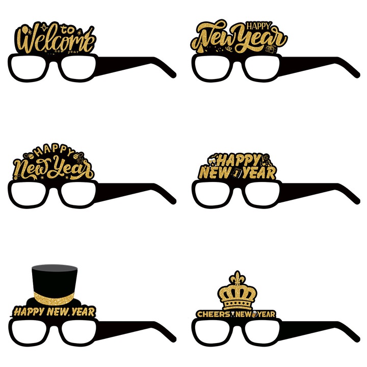 Papír szemüveg készlet, Enforose, szilveszteri buli, 2025, többszínű