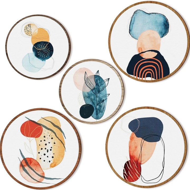 5 buc. Decor de perete Boho Decor de perete din sufragerie Decor de perete Boem Decor de agatat de perete Ferma Decor geometric de agatat 10 inchi si 8 inchi Arta de perete minimalista din lemn estetic pentru dormitor de apartament