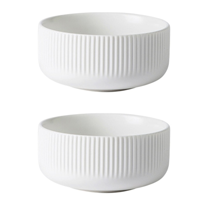 Set 2 boluri din ceramica, Enforose, alb-negru, pentru salate si supe, rezistente la masina de spalat vase si cuptor, usor de curatat
